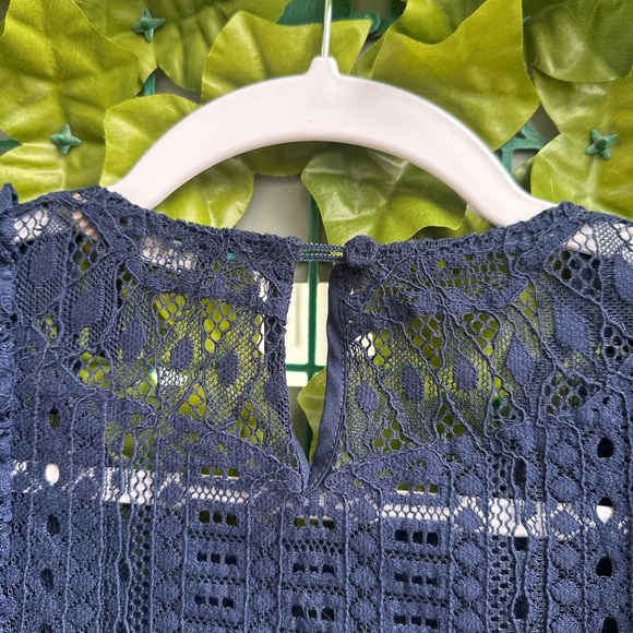 Navy Lace Ruffle Top - Picture 4 of 4